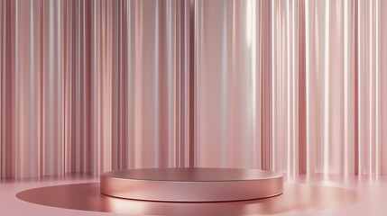Poster - Elegant Metallic Podium with Reflection in 3D Environment