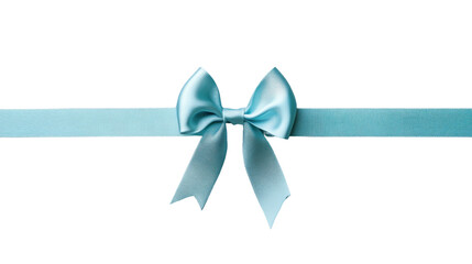 Wall Mural - Light blue satin ribbon with bow on transparent background