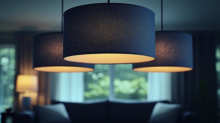 Poster - Modern living room lamps, soft lighting, evening ambiance, home decor