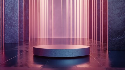 Poster - Sleek Modern 3D Podium Surrounded by Empty Space with Light Effects