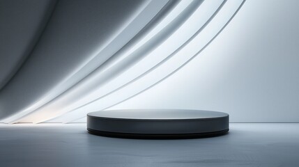 Poster - Sophisticated Empty Podium with Soft Glowing Light in 3D Space