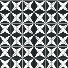 Poster - Geometric Tile Pattern: Black and white tile with geometric shapes forming a seamless design
