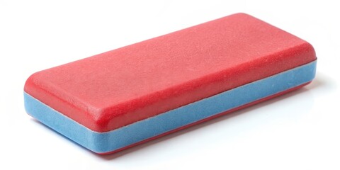 Wall Mural - Red and Blue Rectangular Eraser on White Background