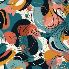 Poster - Abstract organic shapes create a modern and colorful seamless pattern on a background