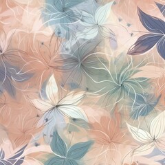 Poster - Floral pattern with delicate lines and soft colors in abstract floral arrangement