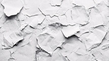Poster - White crumpled paper pieces forming textured background