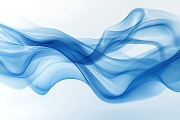 Poster - Abstract blue wave pattern against a light background creating a flow and movement
