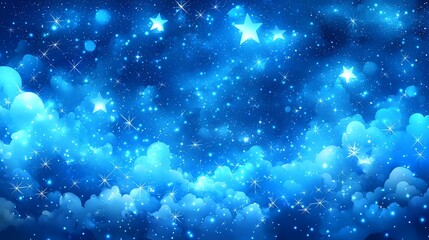Aufkleber - Night Sky, Clouds, Stars, Glowing, Fantasy, Background, Design, Illustration