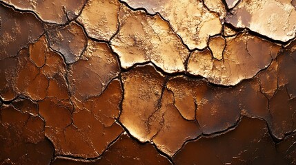 Aufkleber - Close-up image of cracked earth with golden tones. Abstract natural texture Macro Texture Backgrounds. Extreme Detail of Golden Cracked Earth Texture