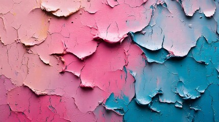 Aufkleber - Close-up of an abstract painting with pink and teal textured paint Macro Texture Backgrounds. Abstract Pink and Teal Textured Paint