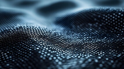 Poster - Close-up view of a textured, abstract blue surface with a wavy pattern and small dots. Macro Texture Backgrounds. Abstract Blue Texture: A Close-Up of a Wavy, Dotted Surface