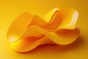 Poster - abstract yellow flow of paper sculpture contemporary art monochromatic background