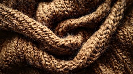 Poster - Close-up of a warm brown cable knit fabric. The texture is soft and cozy, perfect for winter. Macro Texture Backgrounds. Cozy Knit Texture: A Warm Brown Cable Knit Fabric