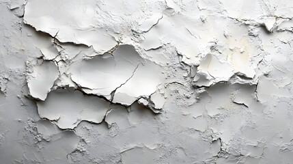 Poster - Close-up of a cracked white surface. Shows texture and decay. Macro Texture Backgrounds. Abstract Cracked White Texture: A Study in Erosion and Decay