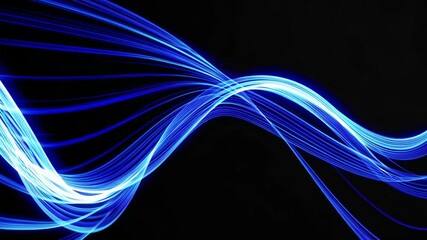 Poster - Dynamic blue light trails on a black background, abstract motion energy concept