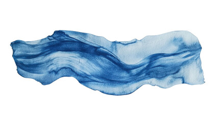 Poster - Blue watercolor brush stroke creating dynamic shapes on transparent background