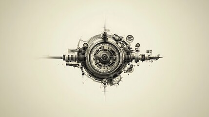 Wall Mural - Abstract mechanical design, steampunk, futuristic, isolated, graphic element