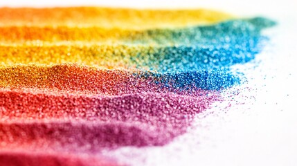 Fototapete - Colorful glitter forming sparkling rainbow stripes on white background