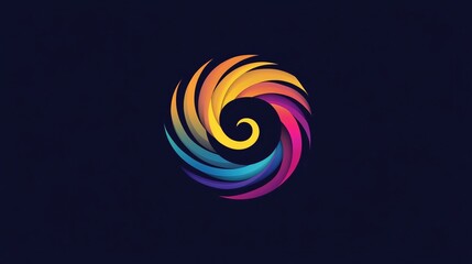 Poster - Colorful abstract swirl logo design element forming a circle