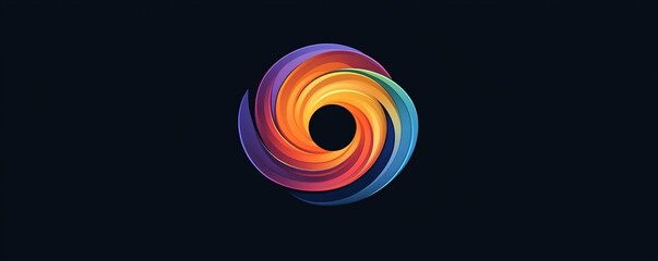 Aufkleber - Colorful abstract swirl logo on dark background