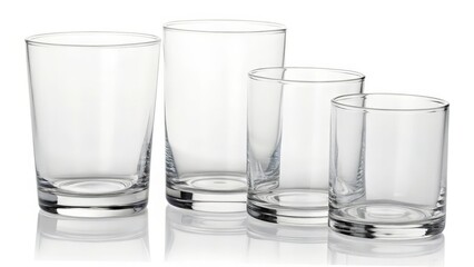 Wall Mural - Four Empty Glass Tumblers on White Background