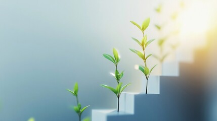 Aufkleber - Small plants growing on increasing graph symbolizing growth and success