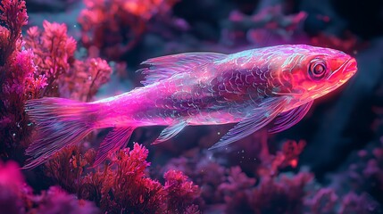 Wall Mural - species zoology surface colorful fish swimming above vibrant coral reef in mystical underwater envir