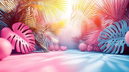 Poster - Pink blue tropical paradise product display