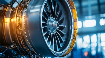 Poster - Jet engine receiving maintenance inside aircraft hangar