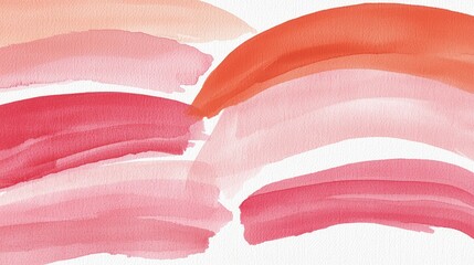 Canvas Print - Abstract watercolor pink orange stripes,  background texture, design element