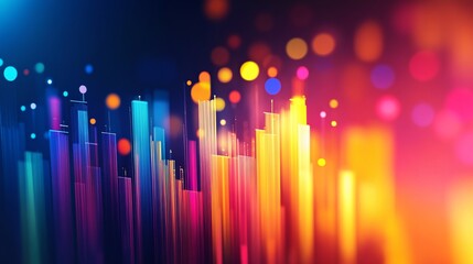 Leinwandbilder - Abstract background showing colorful lines rising upwards with bokeh