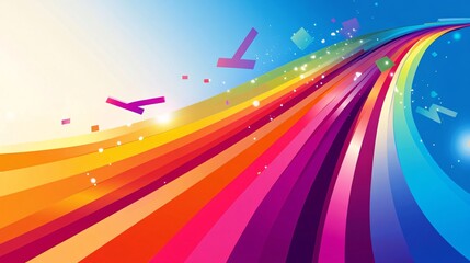 Poster - Colorful lines flowing upwards creating abstract background