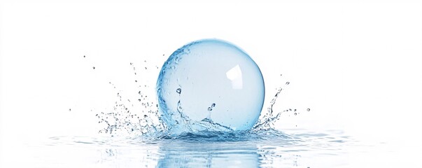 Aufkleber - Water sphere splashing making ripples on water surface