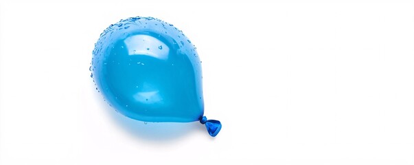 Poster - Blue balloon covered with water droplets on white background
