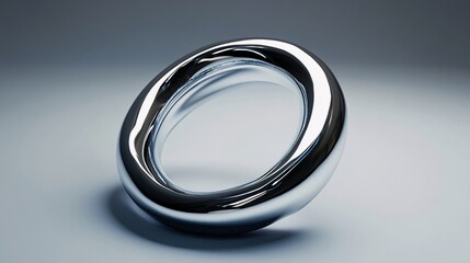 Aufkleber - Chrome metal ring rotating on gray background