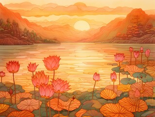 Wall Mural - sunset in the mountains