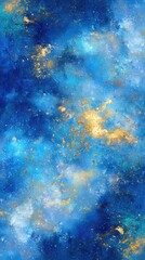 Wall Mural - blue gold nebula space art, cosmic background, galaxy texture, design element