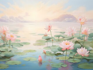 Wall Mural - pink water lilies