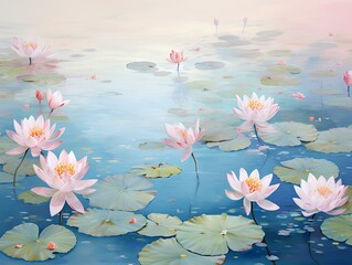 Wall Mural - pink water lilies