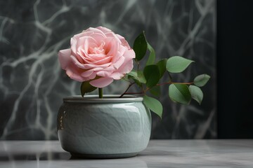 Wall Mural - pink rose in a vase