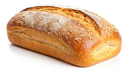 Wall Mural - Loaf of Bread on White Background