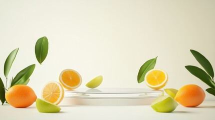 Poster - Minimalistic High Fashion Podium with Fresh Citrus Display