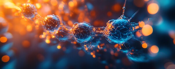 Poster - Microscopic view of cells connecting in abstract network