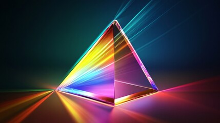 Poster - Glass prism refracting light beam making rainbow colors spectrum