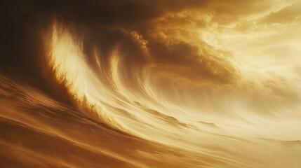 Poster - An abstract image of a wave with golden coloring