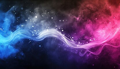 Poster - abstract waves of color and light dance mysteriously in a cosmic background, creating a stunning vis