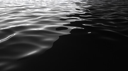 Poster - Rippled water surface, dark background, sunlight reflection, calm ocean, nature texture