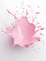 Wall Mural - energetic splash of pink paint on a white background, 3d realistyc