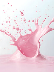 Wall Mural - energetic splash of pink paint on a white background, 3d realistyc