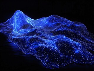 Poster - LED Lights Fabric Drape Creates Stunning Nighttime Landscape, Illuminating Darkness with Blue Hues